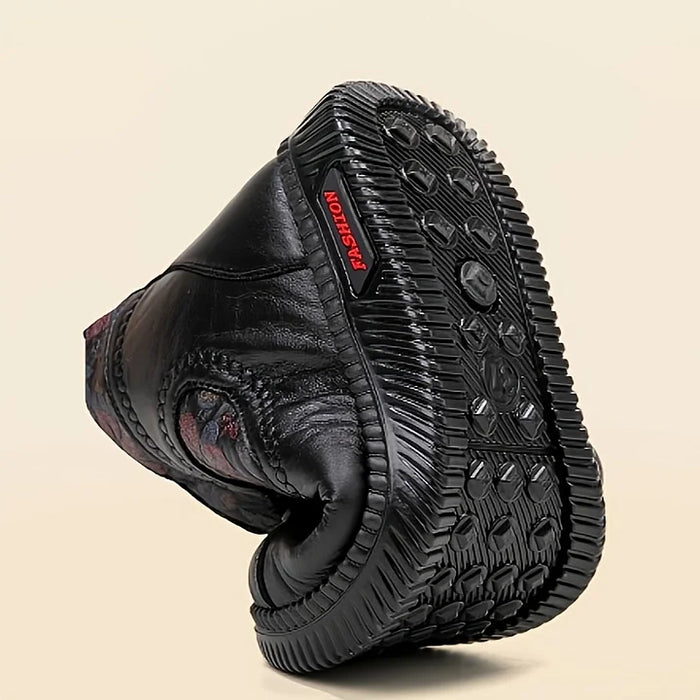 Roos™ | Vintage Bloemen Leren Enkellaarsjes