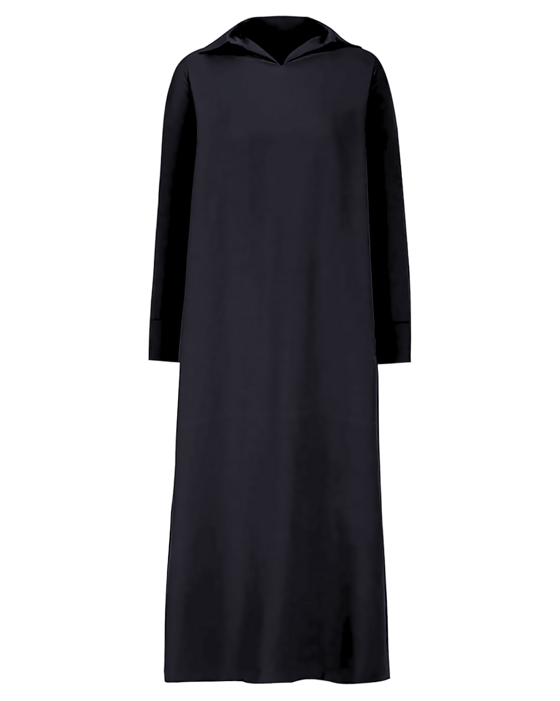 Eva™ — Lange Losse Jurk met Revers en Zijsplit