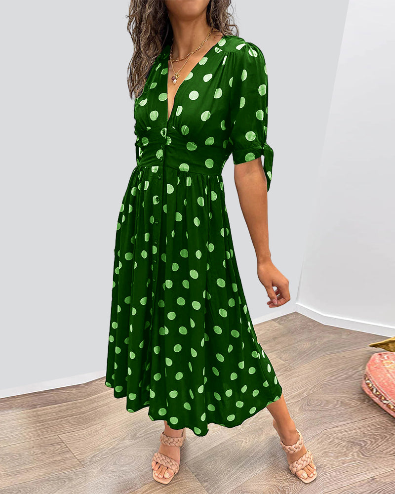 Carmen™ — Polkadot jurk met V-hals