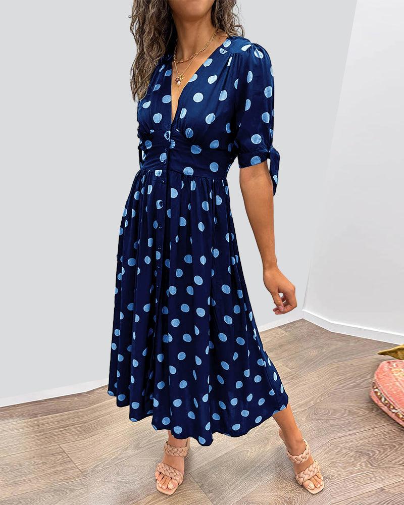 Carmen™ — Polkadot jurk met V-hals