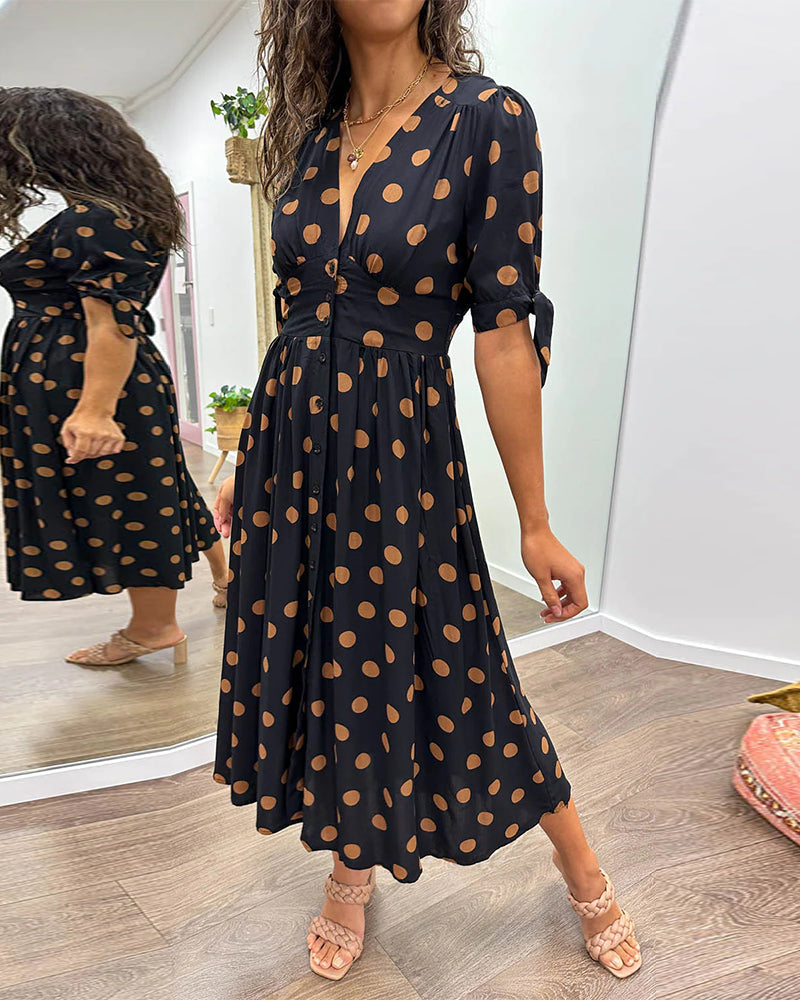 Carmen™ — Polkadot jurk met V-hals