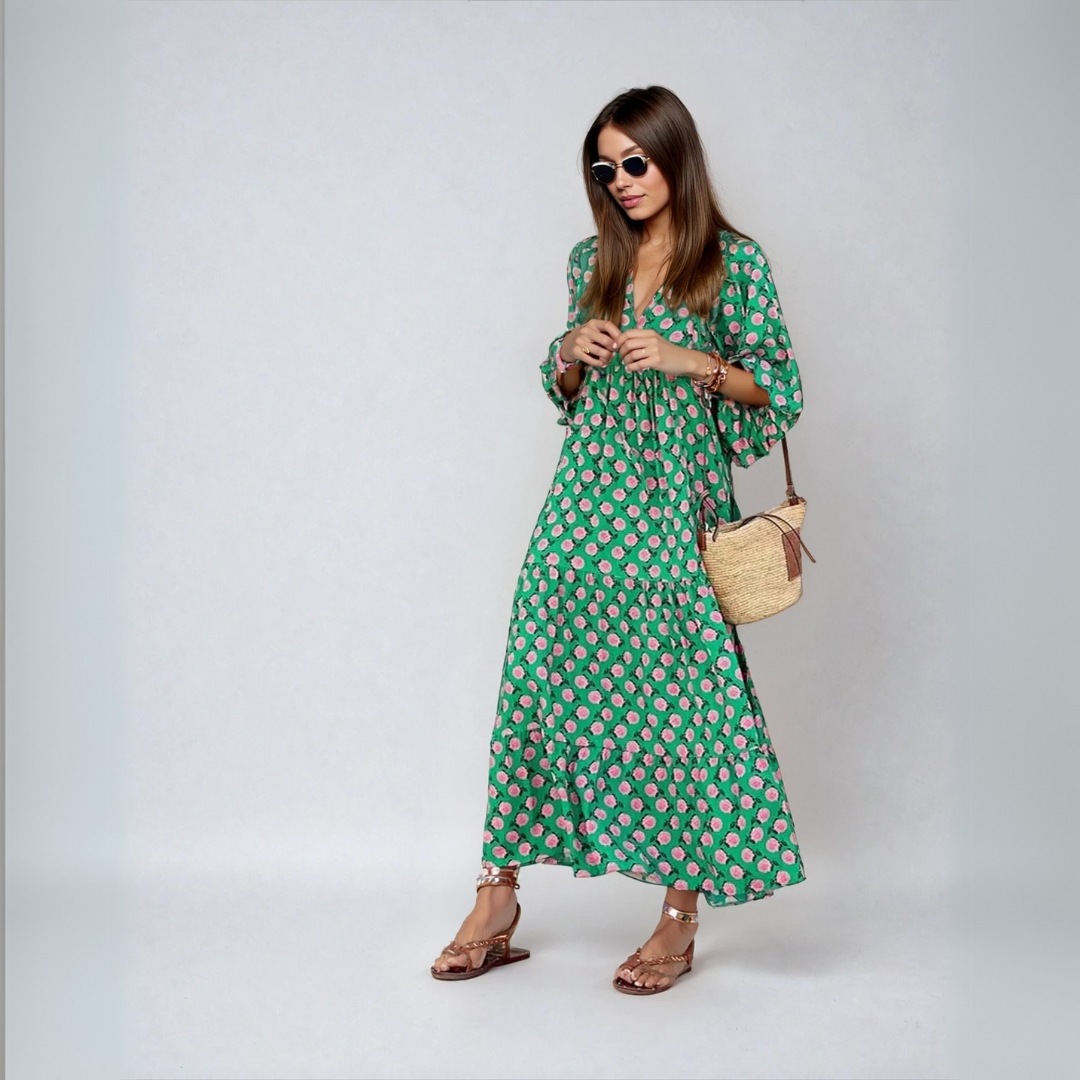 Elin™ — Boho Maxijurk van Katoen