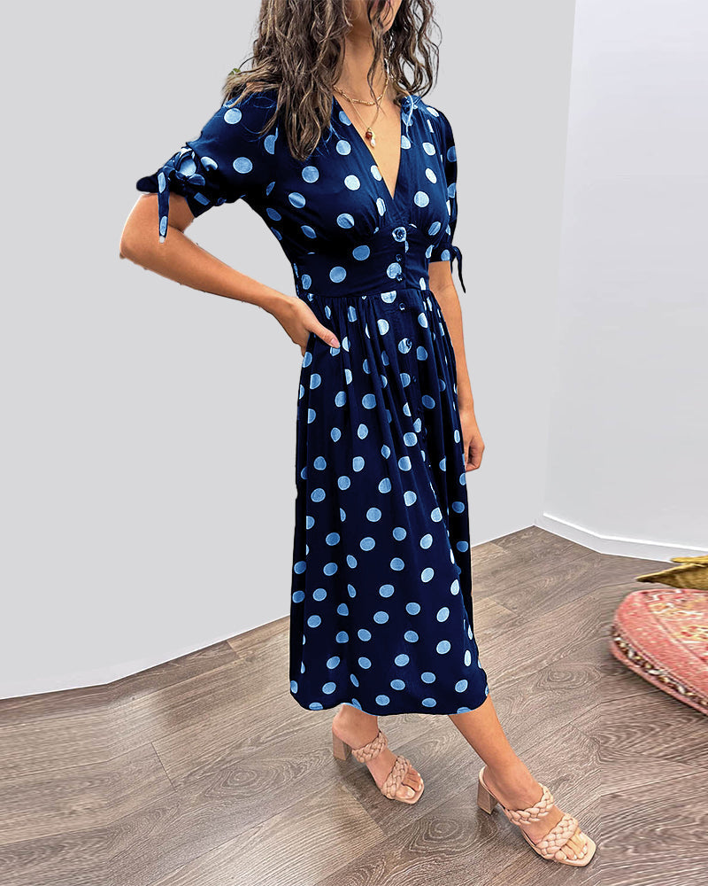Carmen™ — Polkadot jurk met V-hals