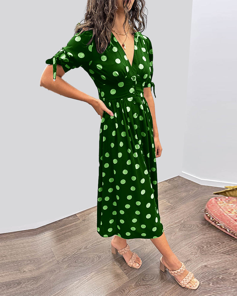 Carmen™ — Polkadot jurk met V-hals
