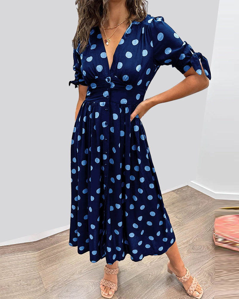 Carmen™ — Polkadot jurk met V-hals
