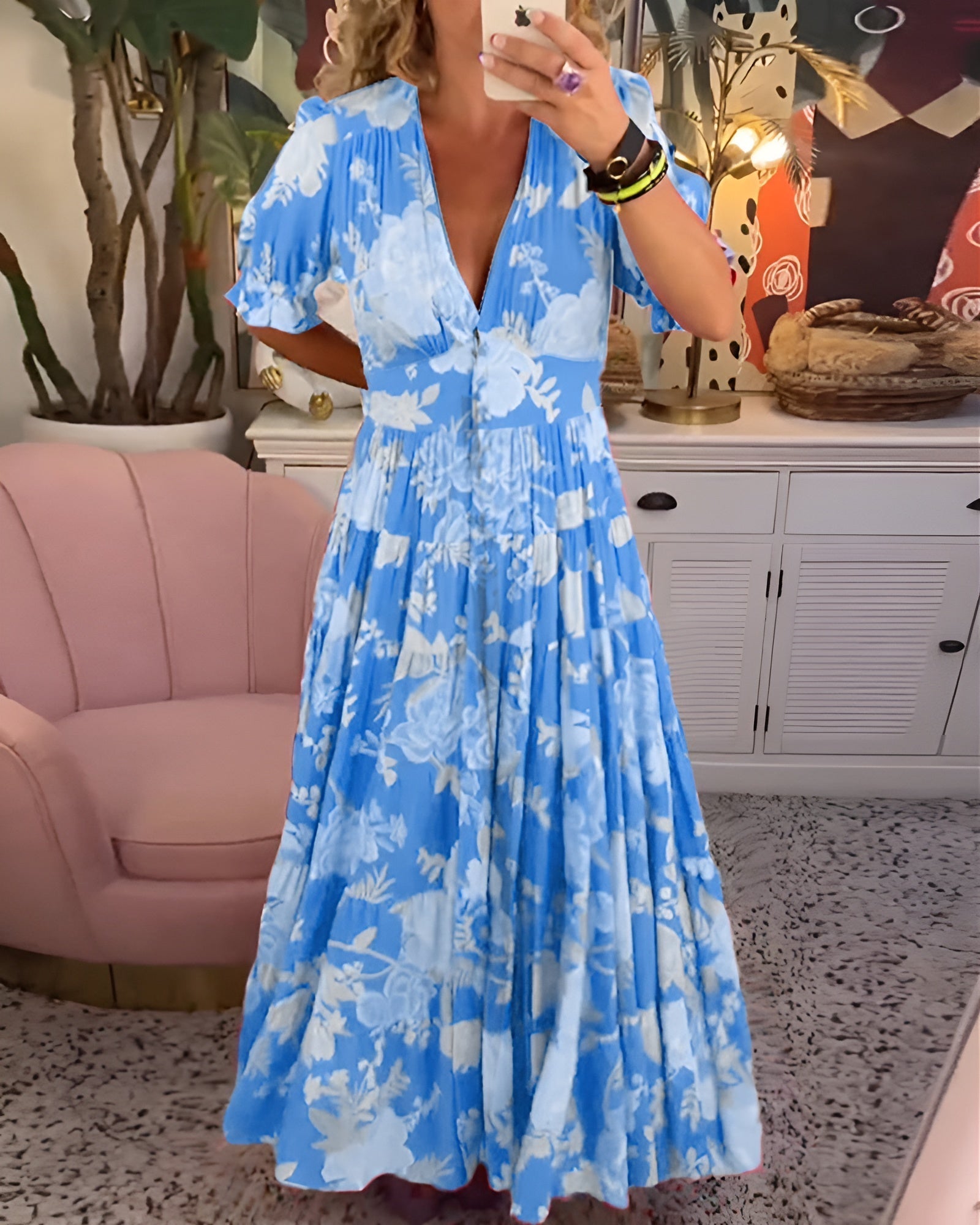 Carine™ — Bloemenjurk met V-Hals