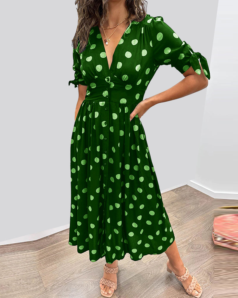 Carmen™ — Polkadot jurk met V-hals