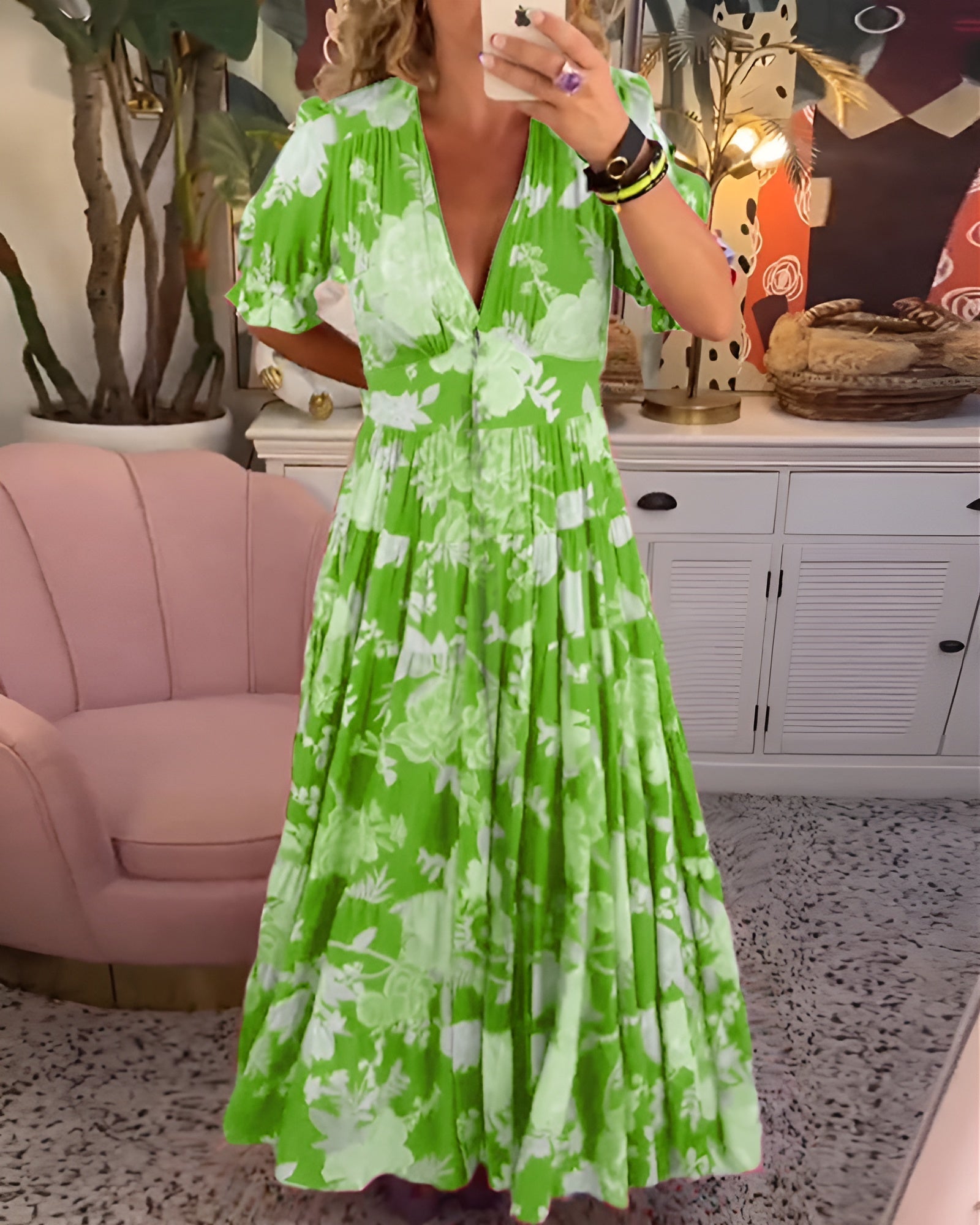 Carine™ — Bloemenjurk met V-Hals