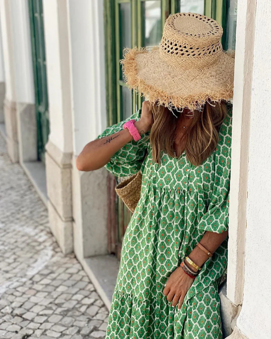 Elin™ — Boho Maxijurk van Katoen