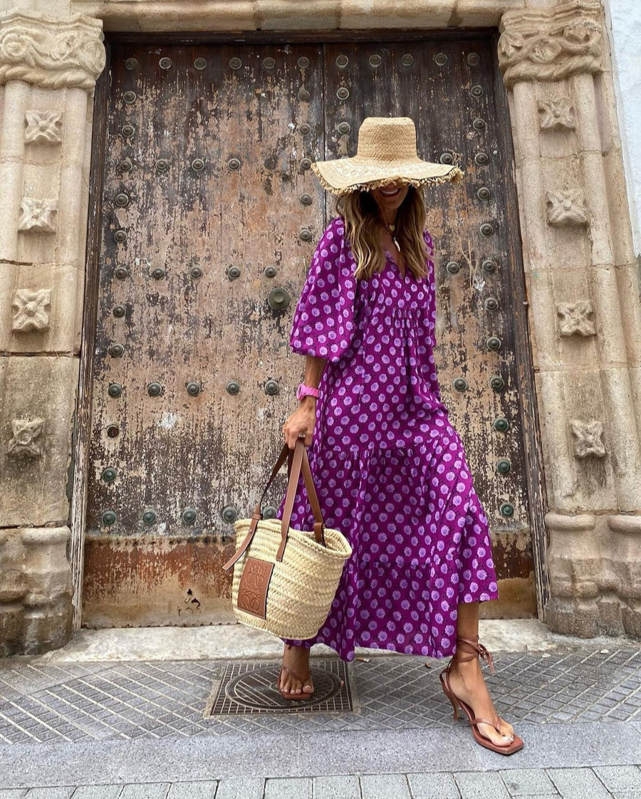 Elin™ — Boho Maxijurk van Katoen