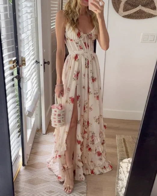 Sonja™ — Romantische Midi jurk met Bloemendetail