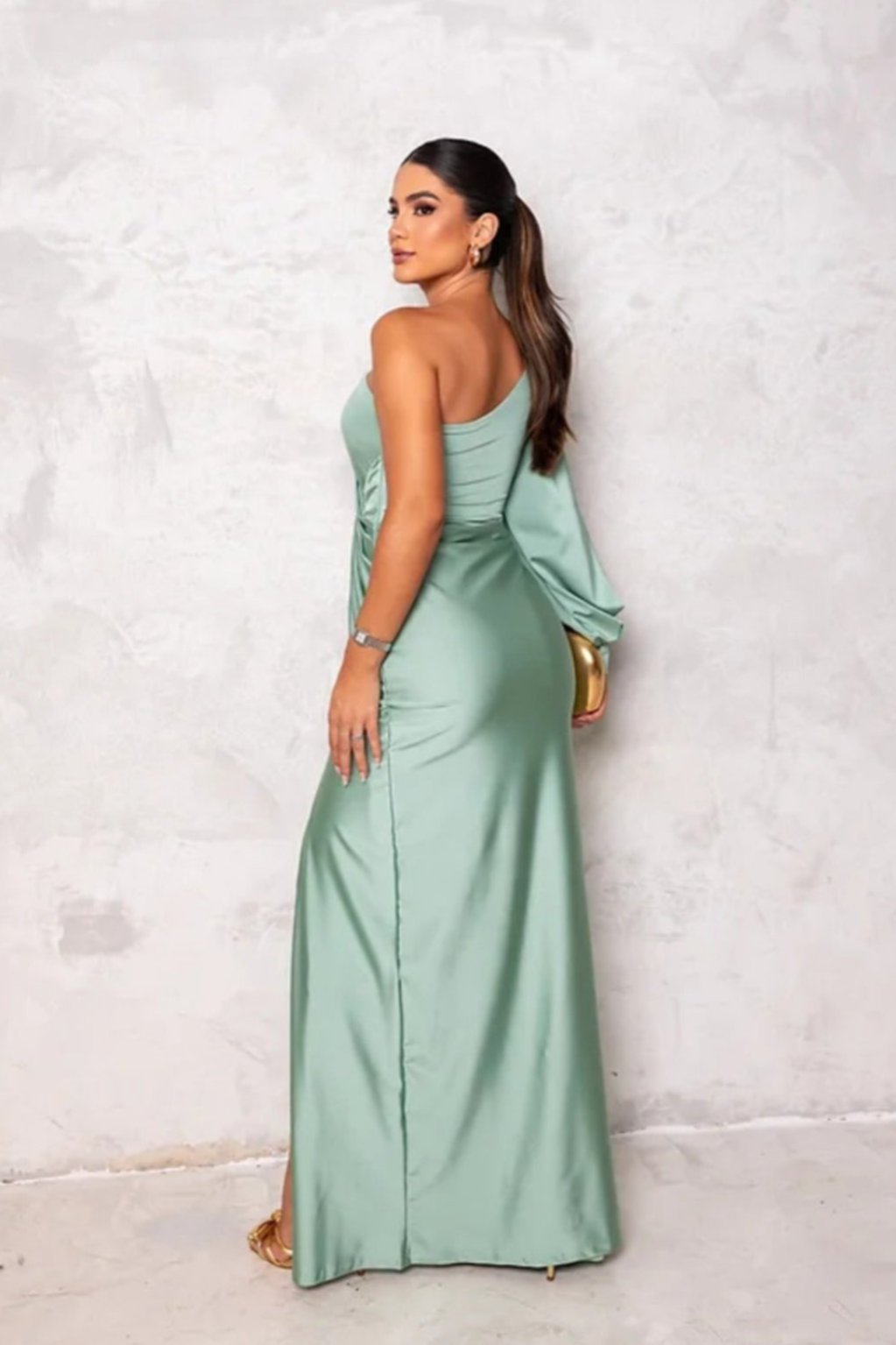 Valeria™ — Satijnen One-Shoulder Jurk