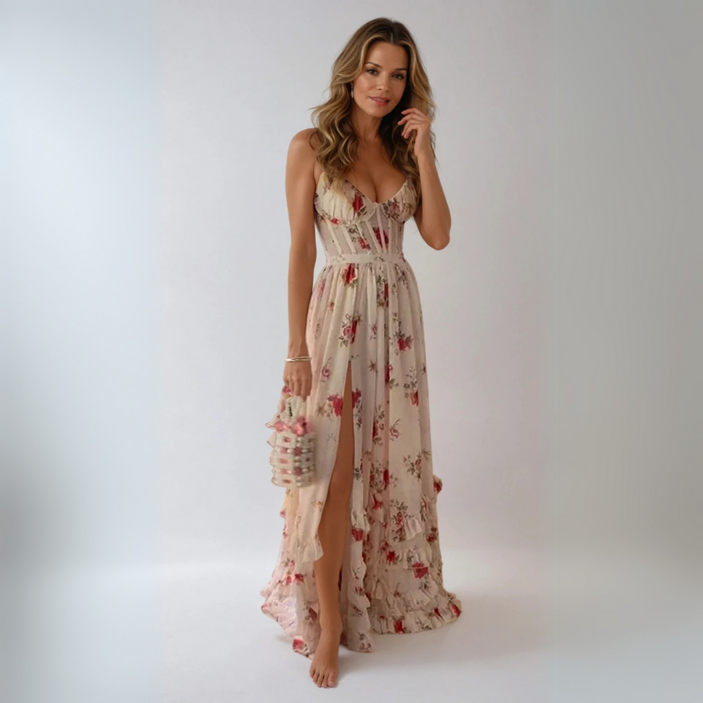 Yuna™ — Lange Jurk met Bloemenprint