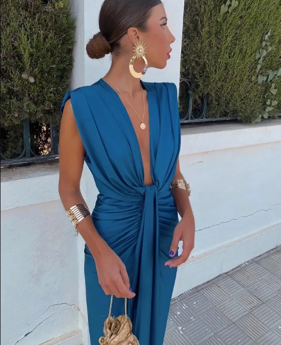 Moriah™ — Vloerlange Jurk met Elegante Plissé