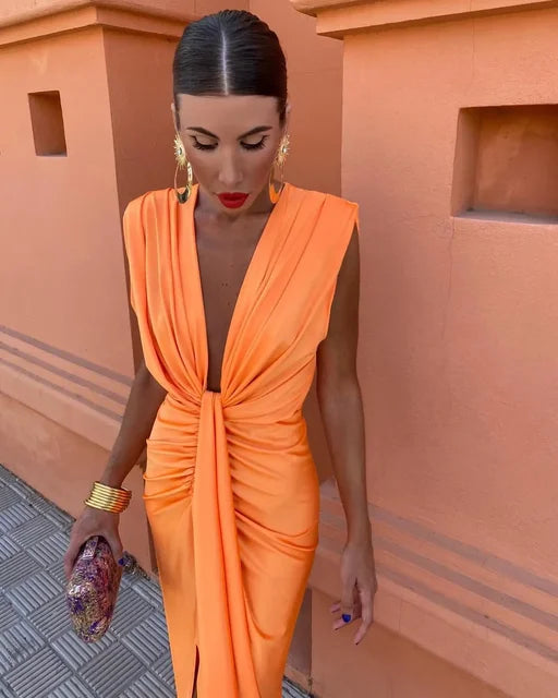 Moriah™ — Vloerlange Jurk met Elegante Plissé