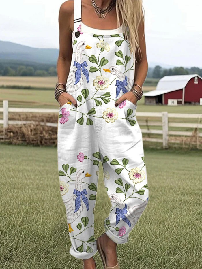 Mono met bloemendessin in vintage-stijl met wijde broekspijpen – moeiteloze stijl en comfort de hele dag