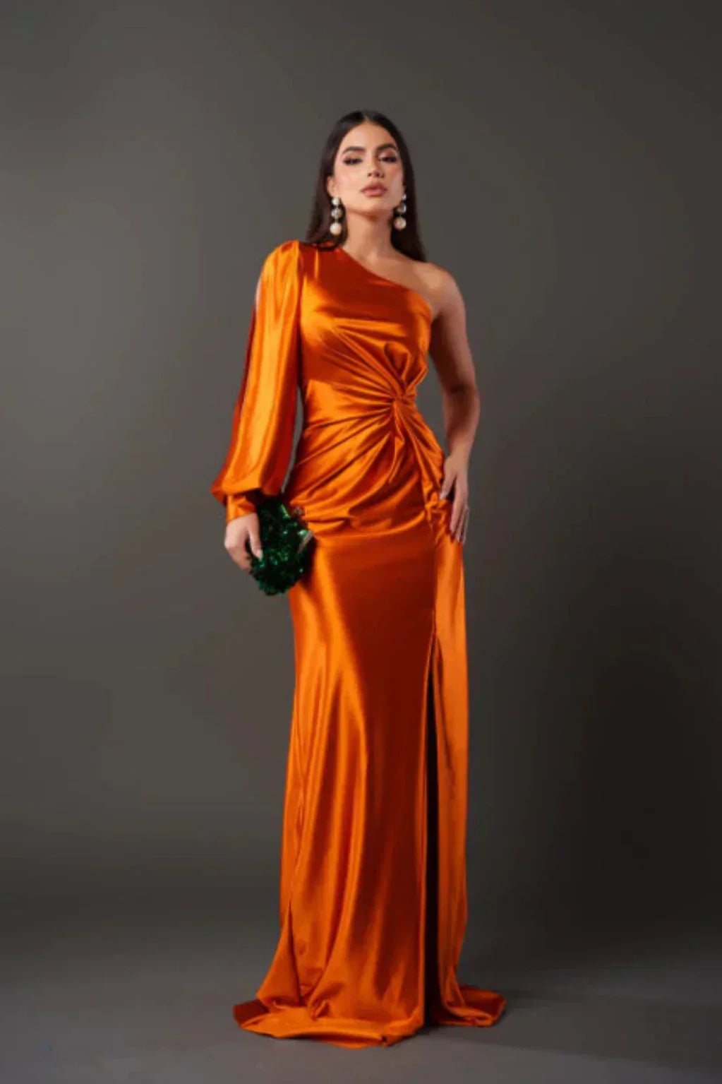 Valeria™ — Satijnen One-Shoulder Jurk