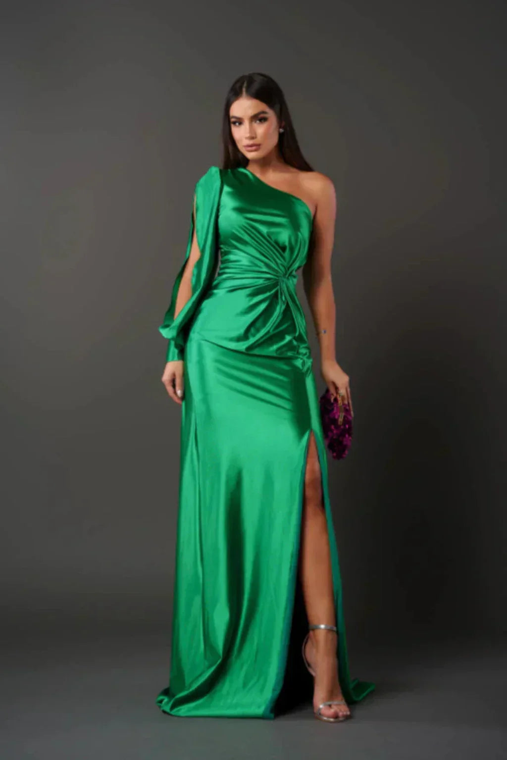 Valeria™ — Satijnen One-Shoulder Jurk