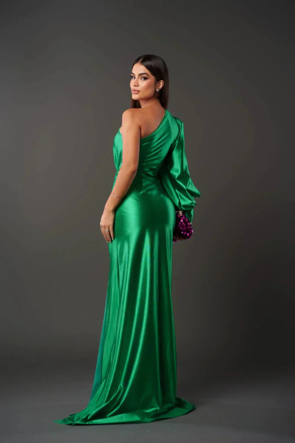 Valeria™ — Satijnen One-Shoulder Jurk