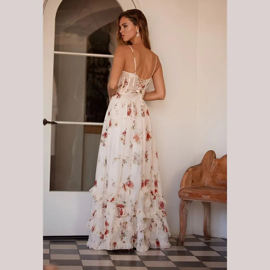 Sonja™ — Romantische Midi jurk met Bloemendetail