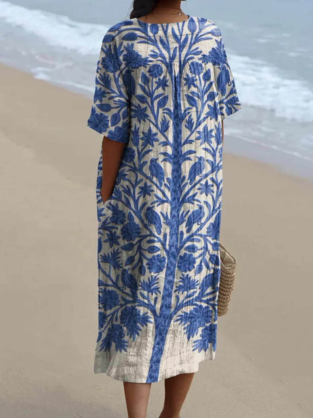 Livia | Blauwe geborduurde jurk